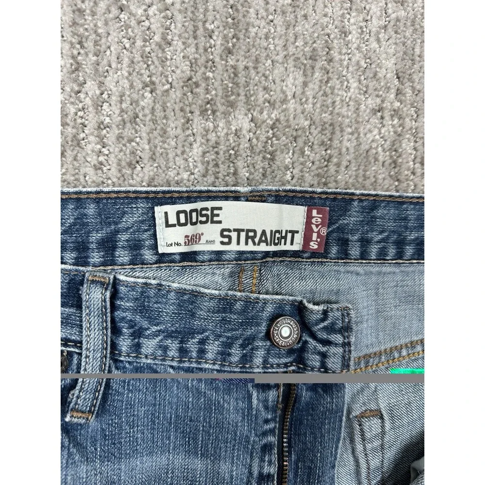 Vtg Levi's 569 Jeans Men 36x34 Fits 38x33.5 Blue Denim Loose Straight Baggy Y2K